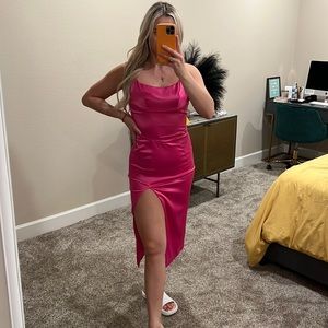 Hot Pink Satin Dress Size Small